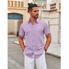 image:imageCOOFANDY Mens Stretch Dress Shirts Short Sleeve Wrinkle Free Casual Button Down ShirtsLavender