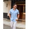 image:imageCOOFANDY Mens Stretch Dress Shirts Short Sleeve Wrinkle Free Casual Button Down ShirtsLight Blue
