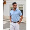 image:imageCOOFANDY Mens Stretch Dress Shirts Short Sleeve Wrinkle Free Casual Button Down ShirtsLight Blue