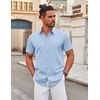 image:imageCOOFANDY Mens Stretch Dress Shirts Short Sleeve Wrinkle Free Casual Button Down ShirtsLight Blue