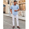 image:imageCOOFANDY Mens Stretch Dress Shirts Short Sleeve Wrinkle Free Casual Button Down ShirtsLight Blue