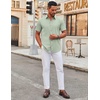 image:imageCOOFANDY Mens Stretch Dress Shirts Short Sleeve Wrinkle Free Casual Button Down ShirtsLight Green