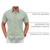image:imageCOOFANDY Mens Stretch Dress Shirts Short Sleeve Wrinkle Free Casual Button Down ShirtsLight Green