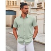 image:imageCOOFANDY Mens Stretch Dress Shirts Short Sleeve Wrinkle Free Casual Button Down ShirtsLight Green