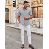 image:imageCOOFANDY Mens Stretch Dress Shirts Short Sleeve Wrinkle Free Casual Button Down ShirtsLight Grey