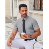 image:imageCOOFANDY Mens Stretch Dress Shirts Short Sleeve Wrinkle Free Casual Button Down ShirtsLight Grey
