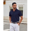 image:imageCOOFANDY Mens Stretch Dress Shirts Short Sleeve Wrinkle Free Casual Button Down ShirtsMidnight Blue