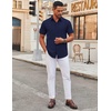 image:imageCOOFANDY Mens Stretch Dress Shirts Short Sleeve Wrinkle Free Casual Button Down ShirtsMidnight Blue