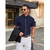 image:imageCOOFANDY Mens Stretch Dress Shirts Short Sleeve Wrinkle Free Casual Button Down ShirtsMidnight Blue