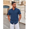 image:imageCOOFANDY Mens Stretch Dress Shirts Short Sleeve Wrinkle Free Casual Button Down ShirtsNavy Blue