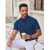 image:imageCOOFANDY Mens Stretch Dress Shirts Short Sleeve Wrinkle Free Casual Button Down ShirtsNavy Blue
