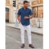 image:imageCOOFANDY Mens Stretch Dress Shirts Short Sleeve Wrinkle Free Casual Button Down ShirtsNavy Blue
