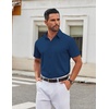 image:imageCOOFANDY Mens Stretch Dress Shirts Short Sleeve Wrinkle Free Casual Button Down ShirtsNavy Blue