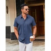 image:imageCOOFANDY Mens Stretch Dress Shirts Short Sleeve Wrinkle Free Casual Button Down ShirtsNavywhite