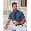 image:imageCOOFANDY Mens Stretch Dress Shirts Short Sleeve Wrinkle Free Casual Button Down ShirtsNavywhite