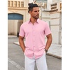 image:imageCOOFANDY Mens Stretch Dress Shirts Short Sleeve Wrinkle Free Casual Button Down ShirtsPink