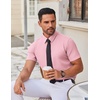 image:imageCOOFANDY Mens Stretch Dress Shirts Short Sleeve Wrinkle Free Casual Button Down ShirtsPink