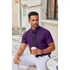 image:imageCOOFANDY Mens Stretch Dress Shirts Short Sleeve Wrinkle Free Casual Button Down ShirtsPurple