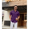 image:imageCOOFANDY Mens Stretch Dress Shirts Short Sleeve Wrinkle Free Casual Button Down ShirtsPurple
