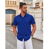 image:imageCOOFANDY Mens Stretch Dress Shirts Short Sleeve Wrinkle Free Casual Button Down ShirtsRoyal Azure