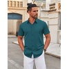 image:imageCOOFANDY Mens Stretch Dress Shirts Short Sleeve Wrinkle Free Casual Button Down ShirtsTeal
