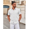 image:imageCOOFANDY Mens Stretch Dress Shirts Short Sleeve Wrinkle Free Casual Button Down ShirtsWhite