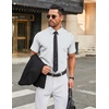 image:imageCOOFANDY Mens Stretch Dress Shirts Short Sleeve Wrinkle Free Casual Button Down ShirtsWhiteblue