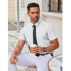 image:imageCOOFANDY Mens Stretch Dress Shirts Short Sleeve Wrinkle Free Casual Button Down ShirtsWhiteblue