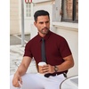image:imageCOOFANDY Mens Stretch Dress Shirts Short Sleeve Wrinkle Free Casual Button Down ShirtsWine Red