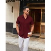 image:imageCOOFANDY Mens Stretch Dress Shirts Short Sleeve Wrinkle Free Casual Button Down ShirtsWine Red
