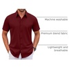 image:imageCOOFANDY Mens Stretch Dress Shirts Short Sleeve Wrinkle Free Casual Button Down ShirtsWine Red