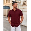 image:imageCOOFANDY Mens Stretch Dress Shirts Short Sleeve Wrinkle Free Casual Button Down ShirtsWine Red
