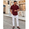 image:imageCOOFANDY Mens Stretch Dress Shirts Short Sleeve Wrinkle Free Casual Button Down ShirtsWine Red