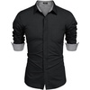 image:imageCOOFANDY Mens Stretch WrinkleFree Dress Shirts Long Sleeve Button Down Casual Cotton Shirt Black