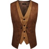 image:imageCOOFANDY Mens Suede Leather Vest Layered Style Dress Vest Waistcoat Brown Large