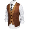 image:imageCOOFANDY Mens Suede Leather Vest Layered Style Dress Vest Waistcoat Brown Large