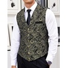image:imageCOOFANDY Mens Suit Vest Paisley Floral Victorian Vests Gothic Steampunk Formal Waistcoat Tuxedo Vests with Notched LapelsGold  Black