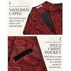 image:imageCOOFANDY Mens Suit Vest Paisley Floral Victorian Vests Gothic Steampunk Formal Waistcoat Tuxedo Vests with Notched LapelsRed