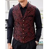 image:imageCOOFANDY Mens Suit Vest Paisley Floral Victorian Vests Gothic Steampunk Formal Waistcoat Tuxedo Vests with Notched LapelsWine Red