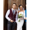 image:imageCOOFANDY Mens Suit Vest Slim Fit Formal Business Dress Vest Casual Wedding WaistcoatWine Red