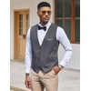 image:imageCOOFANDY Mens Suit Vest Slim Fit Formal Dress Waistcoat Casual Business Vests for Suit or TuxedoDark Heather Gray
