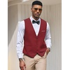 image:imageCOOFANDY Mens Suit Vest Slim Fit Formal Dress Waistcoat Casual Business Vests for Suit or TuxedoDark Red