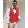 image:imageCOOFANDY Mens Suit Vest Slim Fit Formal Dress Waistcoat Casual Business Vests for Suit or TuxedoRed