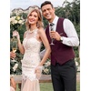 image:imageCOOFANDY Mens Suit Vest Slim Fit Formal Dress Waistcoat Casual Business Vests for Suit or TuxedoWine Red