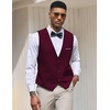 image:imageCOOFANDY Mens Suit Vest Slim Fit Formal Dress Waistcoat Casual Business Vests for Suit or TuxedoWine Red