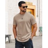 image:imageCOOFANDY Mens TShirts 100 Cotton Crewneck Short Sleeve Tees Casual Plain ShirtsKhaki