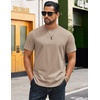 image:imageCOOFANDY Mens TShirts 100 Cotton Crewneck Short Sleeve Tees Casual Plain ShirtsKhaki