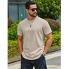 image:imageCOOFANDY Mens TShirts 100 Cotton Crewneck Short Sleeve Tees Casual Plain ShirtsLight Khaki
