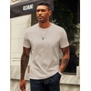 image:imageCOOFANDY Mens TShirts 100 Cotton Crewneck Short Sleeve Tees Casual Plain ShirtsLight Khaki