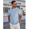 image:imageCOOFANDY Mens TShirts Short Sleeve Plain Tshirts Casual Crew Neck Basic T Shirt Soft Cooling Fitted Stretch Tee ShirtsLight Blue